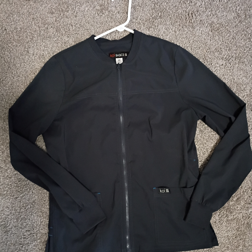 Womens Koi Grey Scrub Zip-Front Jacket